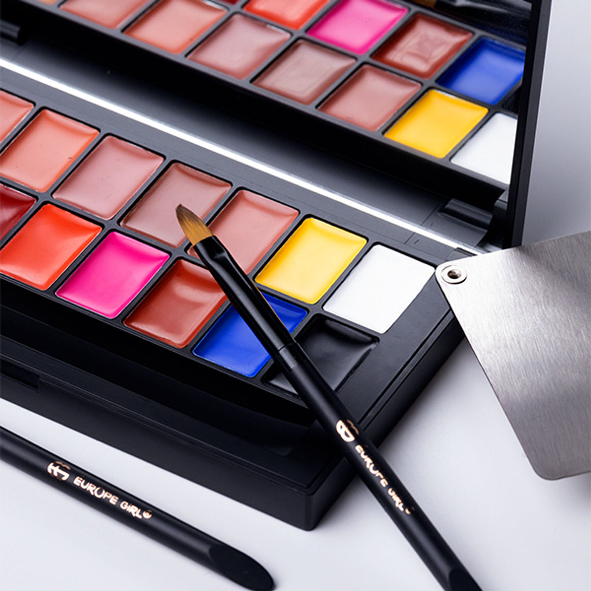 Europe Girl Kiss Me Lip Palette featuring vibrant lip shades with a compact, colorful makeup palette for bold, beautiful lips.