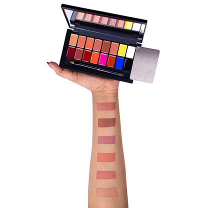 Europe Girl Kiss Me Lip Palette featuring a variety of colorful lip shades in a sleek palette.