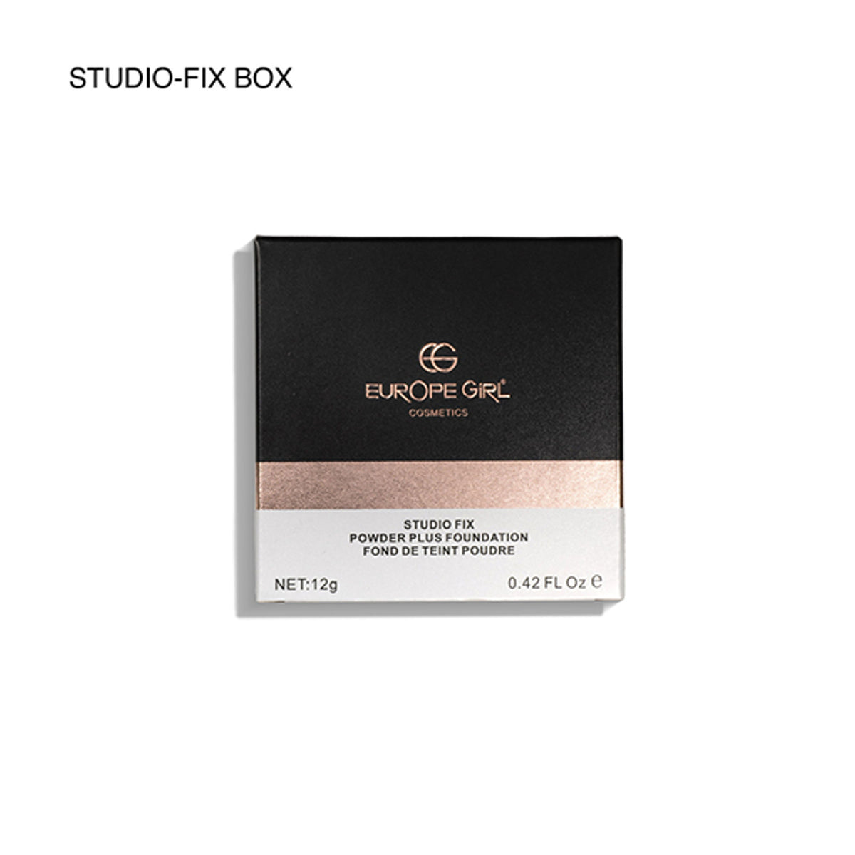 Europe Girl Studio Fix Compact in shade 09 Creamy Cafe, showing the beige pressed powder compact with subtle branding.