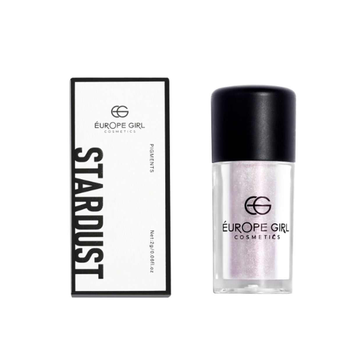 Europe Girl Stardust S5 Serenity single diamond pigment in Europe Girl packaging, showcasing shimmering, vibrant cosmetic pigment.