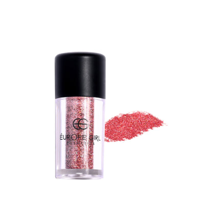 Europe Girl G3 Radiance diamond pigment glitter glass, shimmering silver glitter with a radiant finish in a clear glass container.