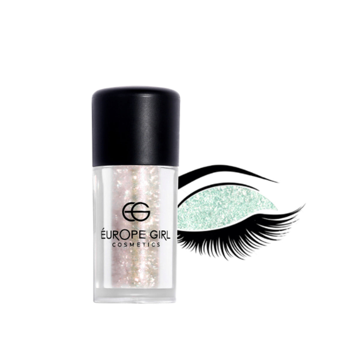 Europe Girl Single Diamond Glitter Glass in G7 Gleam, showcasing shimmering silver pigment with intricate reflective surfaces.