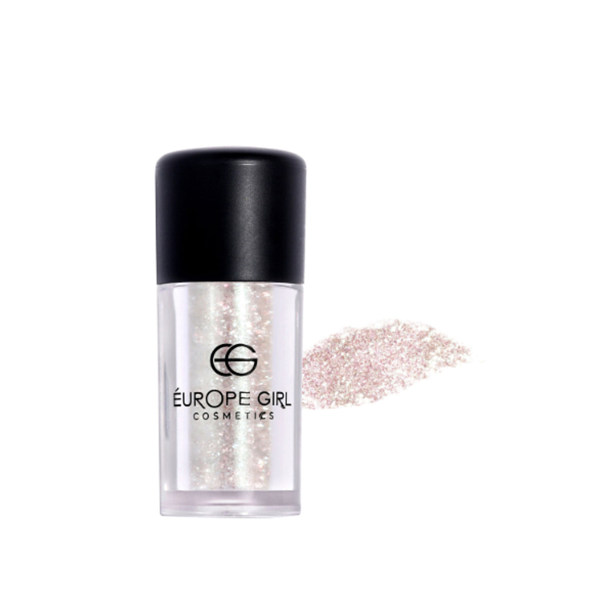 Europe Girl single diamond pigment glitter glass in G9 Dazzle, showcasing sparkling, reflective glitter particles in a clear container.