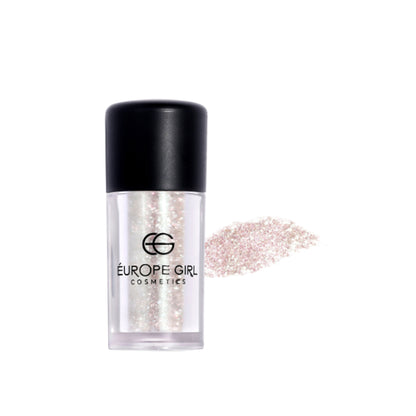 Europe Girl single diamond pigment glitter glass in G9 Dazzle, showcasing sparkling, reflective glitter particles in a clear container.