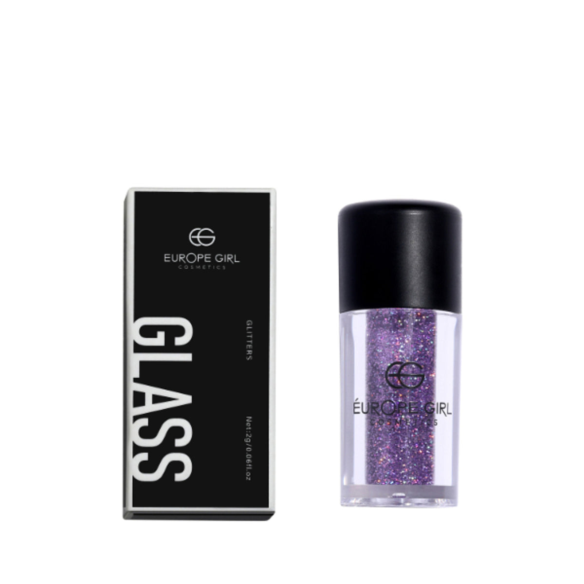 Europe Girl single diamond pigment glitter glass in G10 Glamour, featuring sparkling diamond-like glitter in a vibrant pink hue.