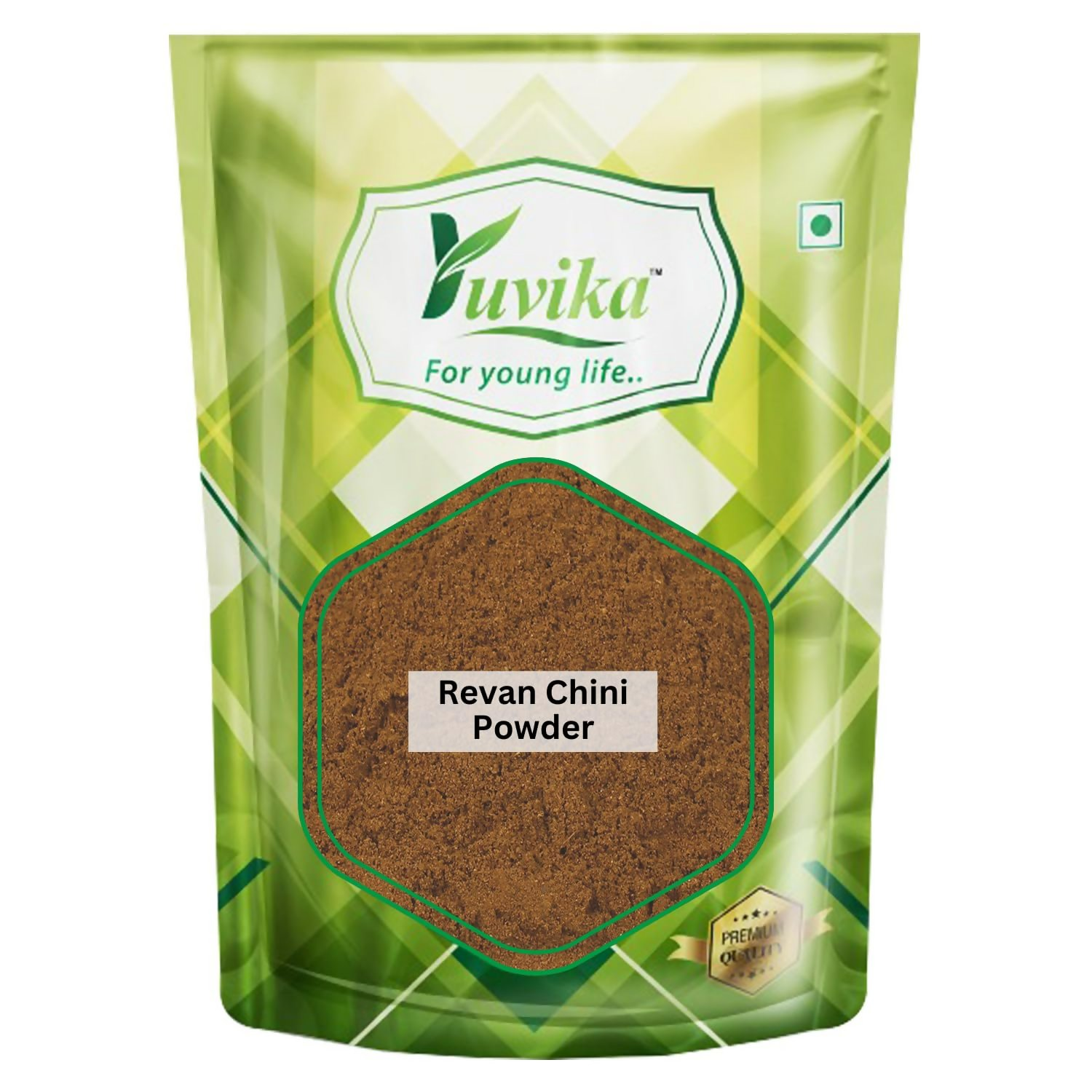 Yuvika Revan Chini Powder, Indian Rheum Emodi root powder, Ayurvedic herbal supplement for health and wellness.