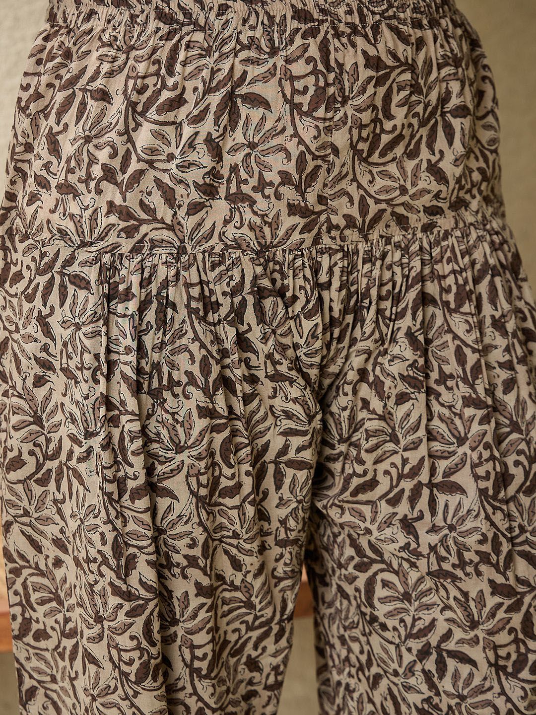 Indyancart IE Floral Printed V Neck Pure Cotton Kurta With Salwar & With Dupatta