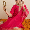 Dhiyona IE Ethnic Motifs Embroidered Notch Neck Straight Kurta With Trousers & Dupatta