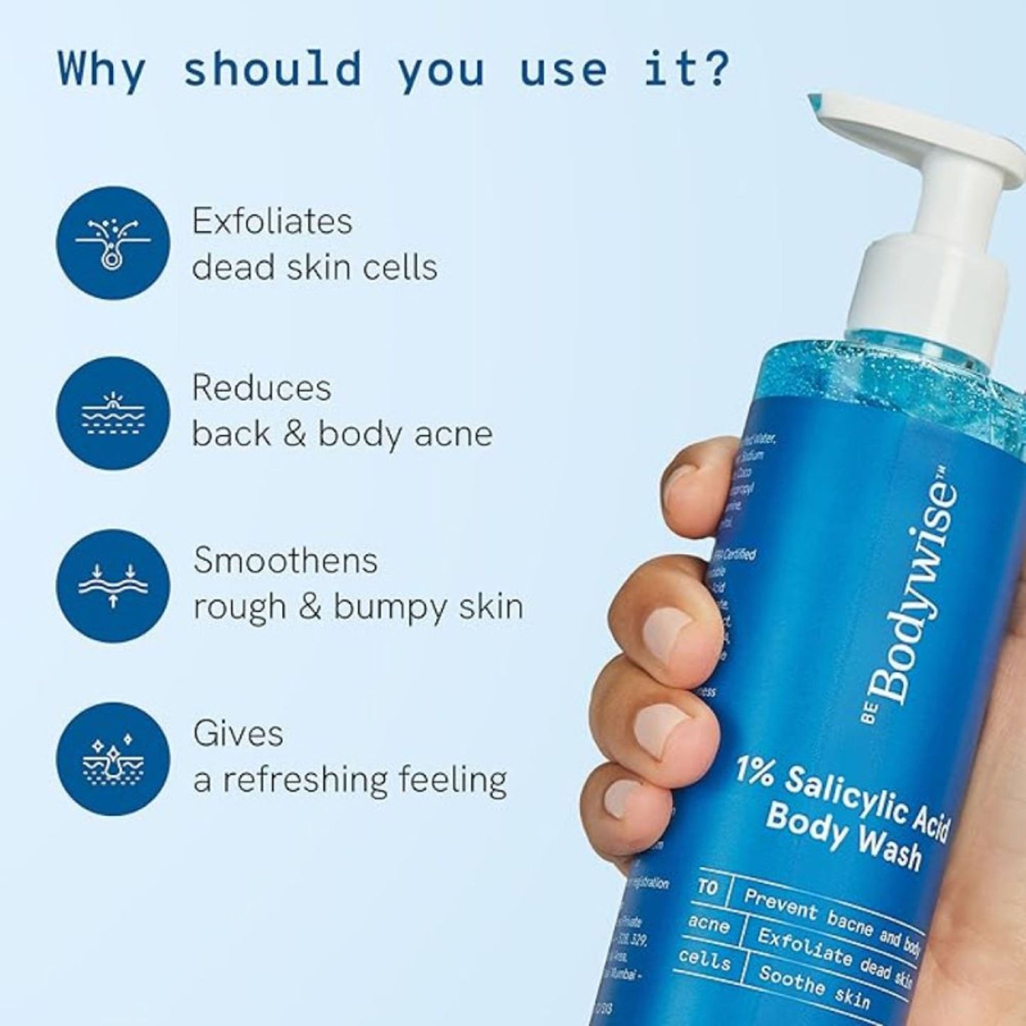 Be Bodywise 1% Salicylic Acid Body Wash - Helps Prevent Body Acne - SLS & Paraben Free - Pack of 2
