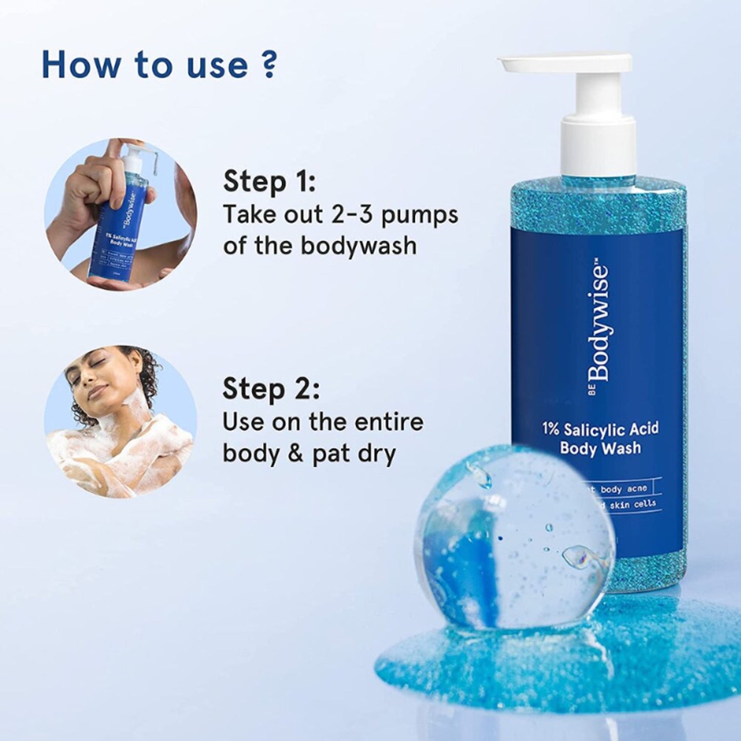 Be Bodywise 1% Salicylic Acid Body Wash - Helps Prevent Body Acne - SLS & Paraben Free - Pack of 2