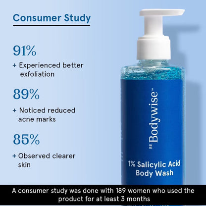 Be Bodywise 1% Salicylic Acid Body Wash - Helps Prevent Body Acne - SLS & Paraben Free - Pack of 2