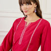Dhiyona IE Embroidered Straight Tunic With Trousers Co-Ords