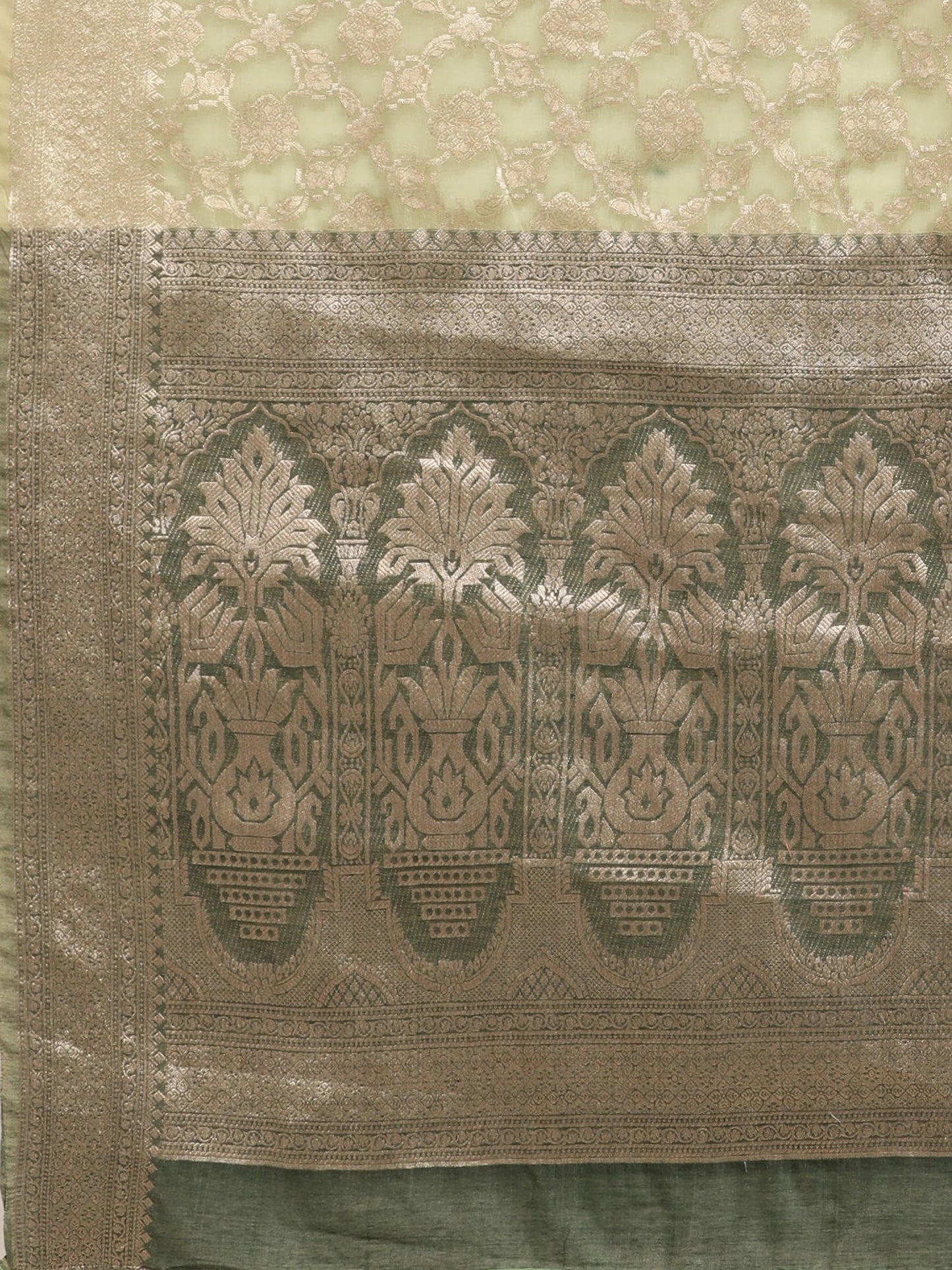 Women's Silk Blend Olive Woven Design Designer Saree With Blouse Piece