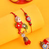 Dhiyona Red Beaded Bhaiya Bhabhi Rakhi With Roli Chawal & Greeting Card