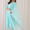 Dhiyona IE Women Floral Embroidered Regular Thread Work Liva Kurta with Trousers & With Dupatta