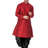 Men's Maroon Silk Blend Straight Kurta and Dhoti Set