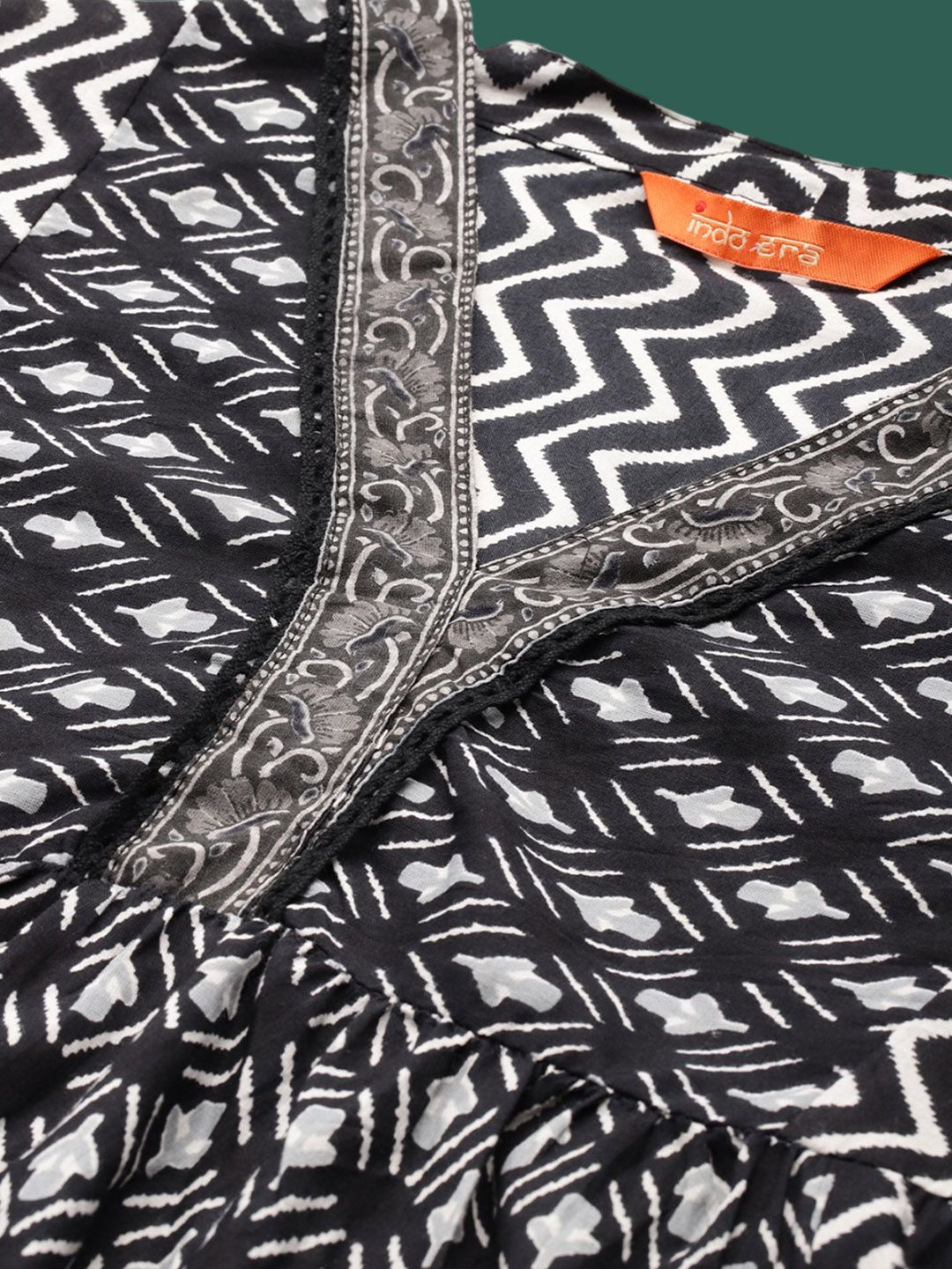 Ethnic Motifs Printed A-Line Pure Cotton Kurta with Trousers