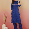 Indyancart SN Women's Embroidered Pure Cotton Straight Kurta With Trousers
