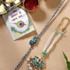 Dhiyona Set Of 2 Kundan-Studded & Beaded Lotus Shape Bhaiya Bhabhi Rakhis With Roli Chawal