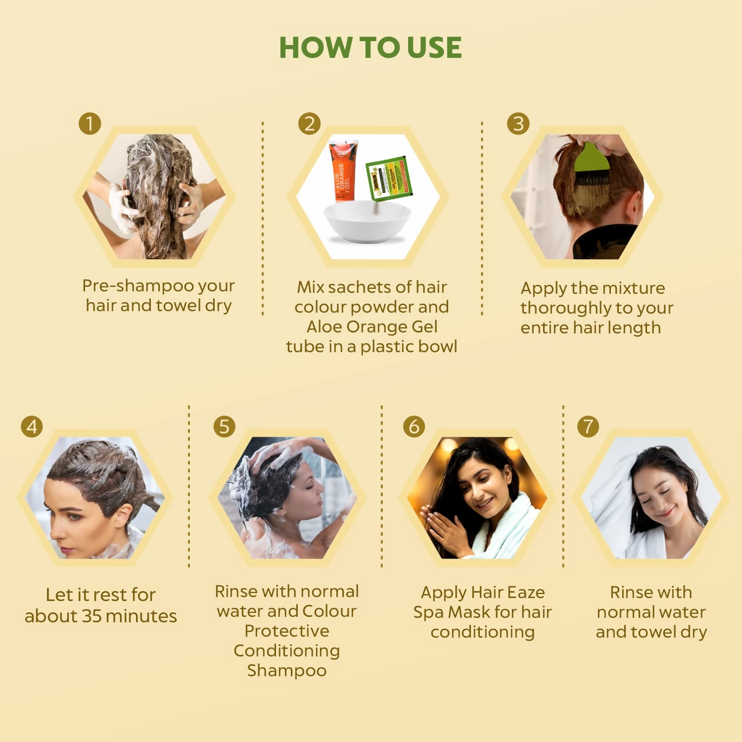 Indus Valley Damage-Free Gel Hair Color in dark brown, showing the gel formula and packaging for natural hair coloring.