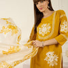 Dhiyona IE Women Floral Printed Regular Mirror Work Pure Cotton Kurta with Trousers & With Dupatta