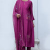 Women's Wine Raw Silk Salwar Suit With Organza Dupatta