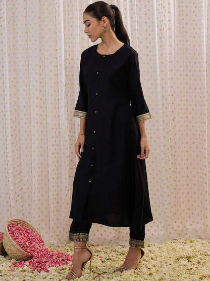 Indyancart IE Round Neck A-Line Liva Kurta