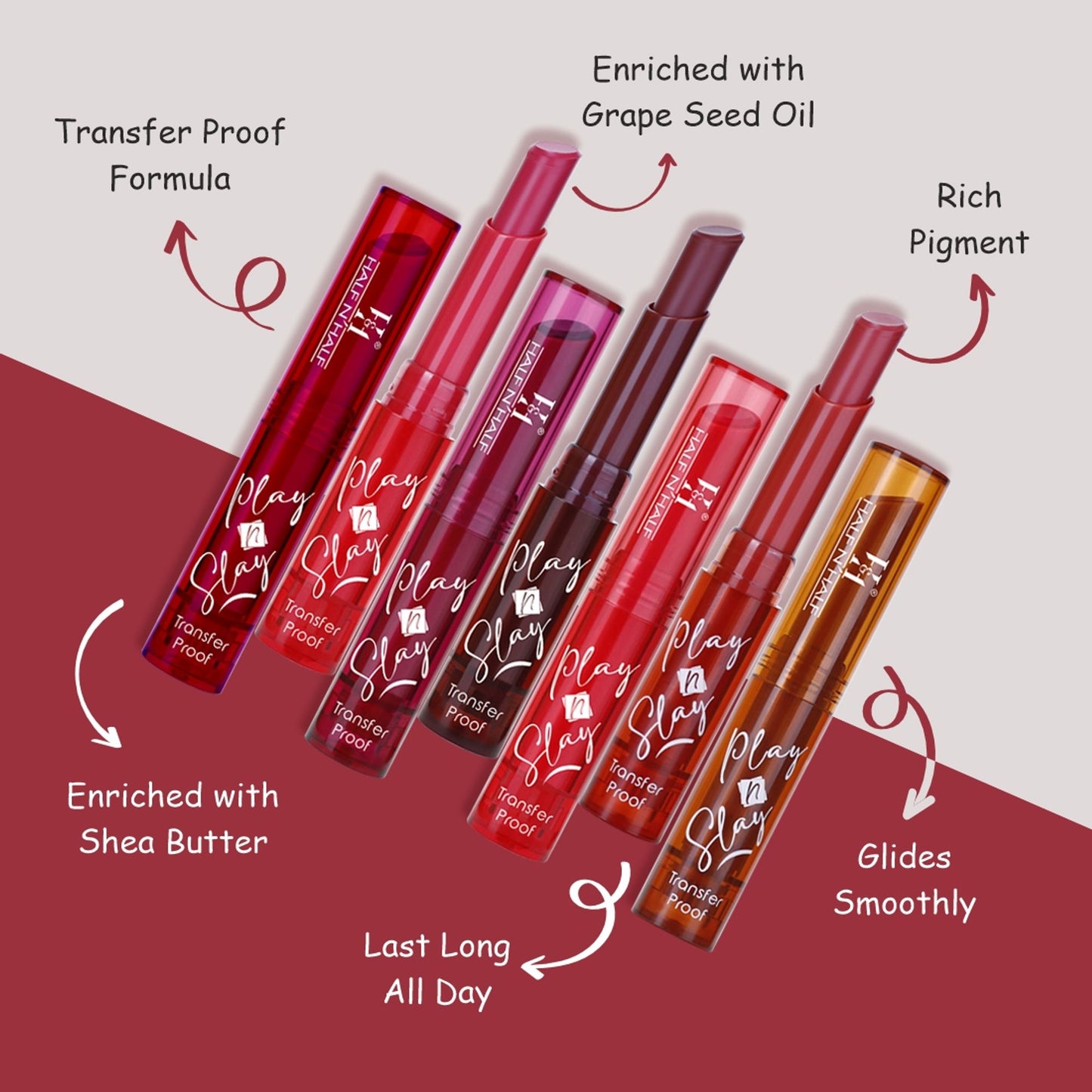 Half N Half Play n Slay Velvette Smooth Transferproof Lipstick - 16 Soft Hearted