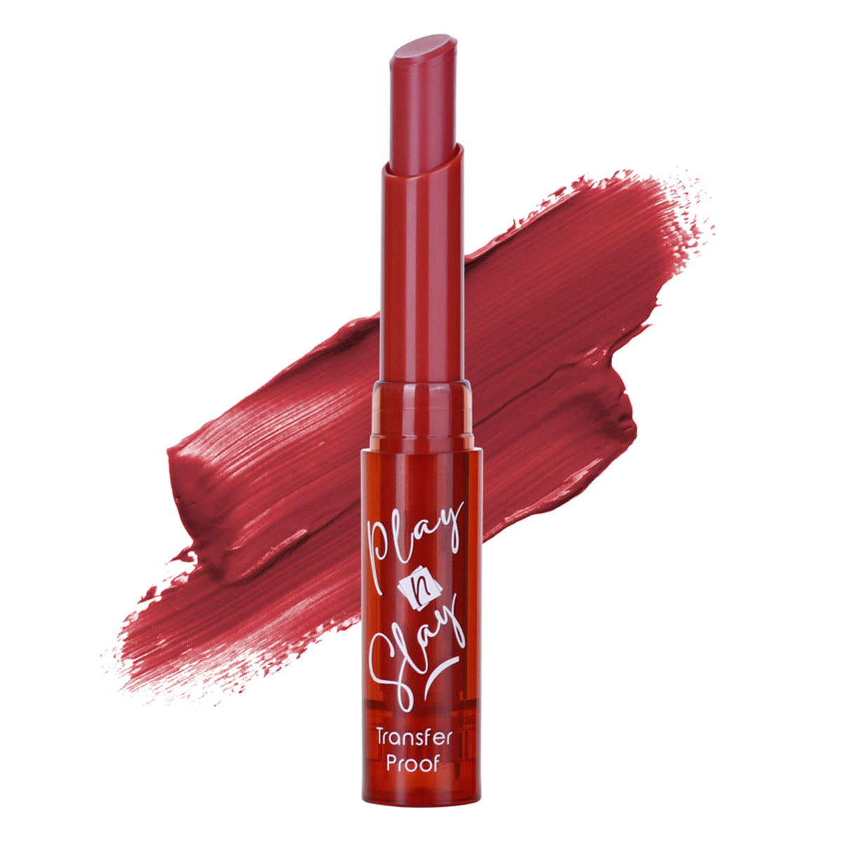 Half N Half Velvette Smooth Transferproof Lipstick in Blush Crush, featuring a creamy, blendable lipstick with a soft pink shade.