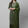 Dhiyona IE Women Green Bandhani Printed Regular Thread Work Kurta with Sharara & With Dupatta