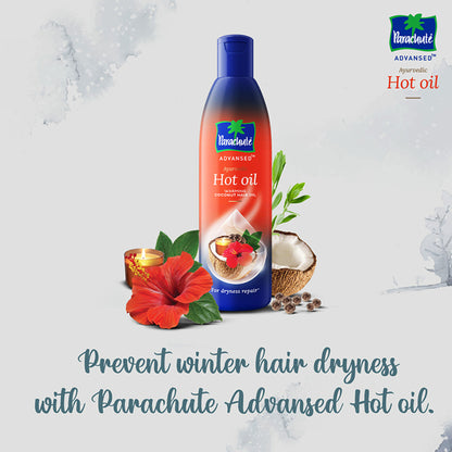 Parachute Advansed Ayurvedic Hot Oil, Warming Coconut Hair Oil, Frizz Free Hair