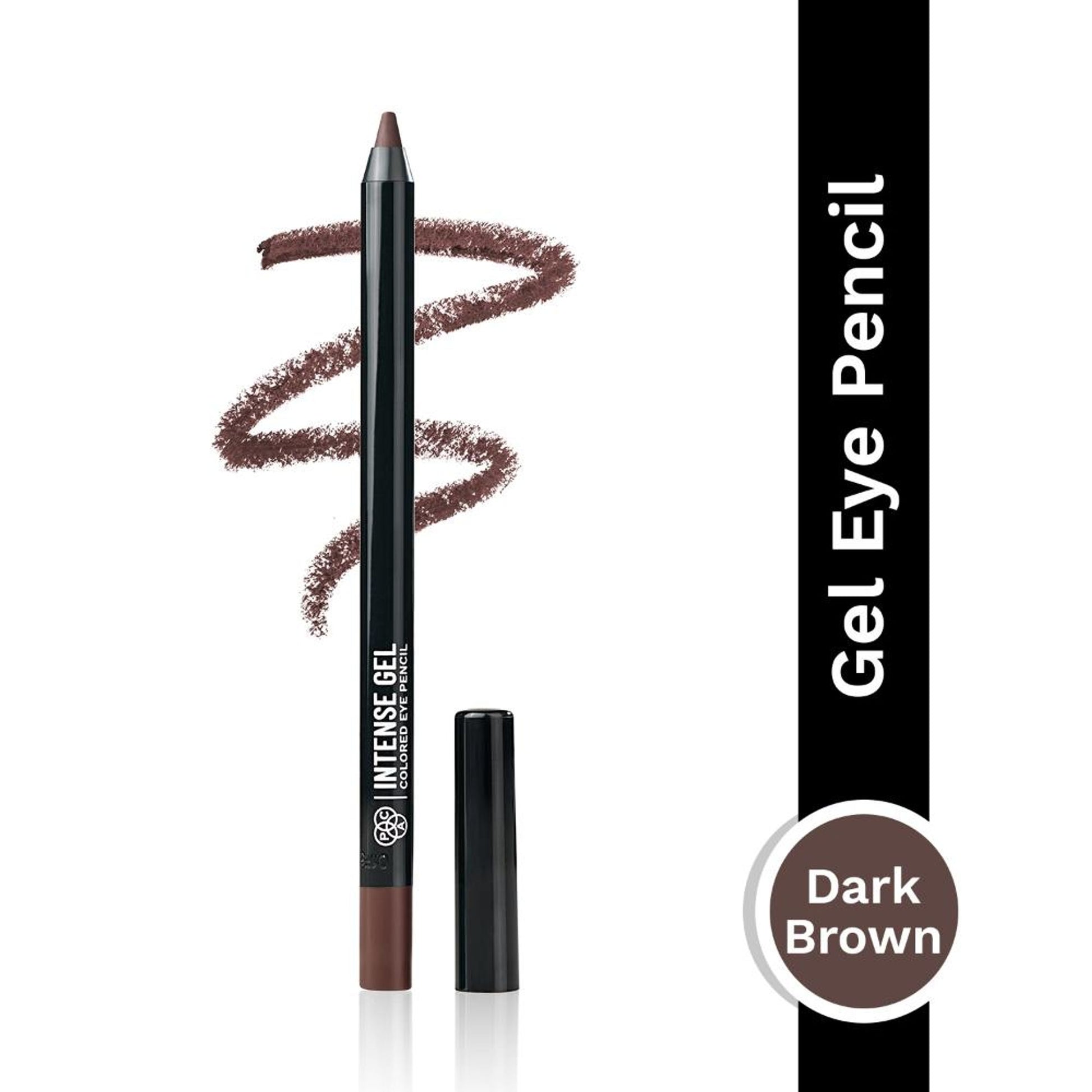 PAC Intense Gel Colored Eye Pencil - 36H Long Wear, Smudgeproof Waterproof, Easy Glide - Dark Brown