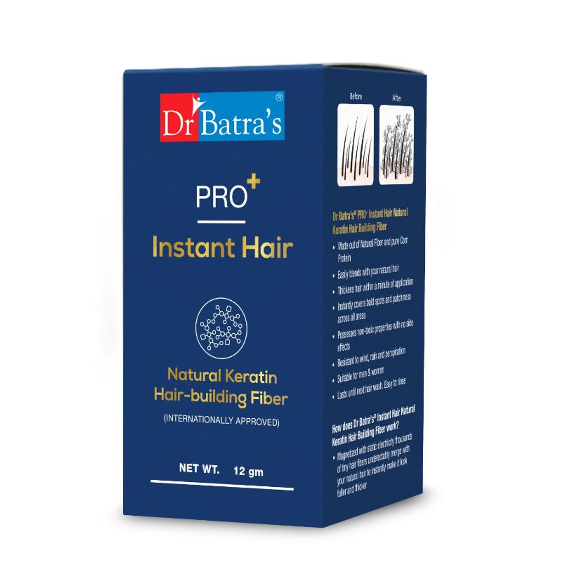 Dr Batra's Pro+ Instant Hair Natural Keratin Hair Building fibre (Internationally Approved) - Brown