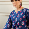 Dhiyona IE Floral Printed Pure Cotton Notch Neck Straight Kurta With Trousers