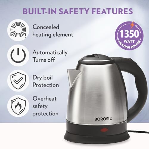 Borosil 1.5 L Stainless Steel Electric Kettle