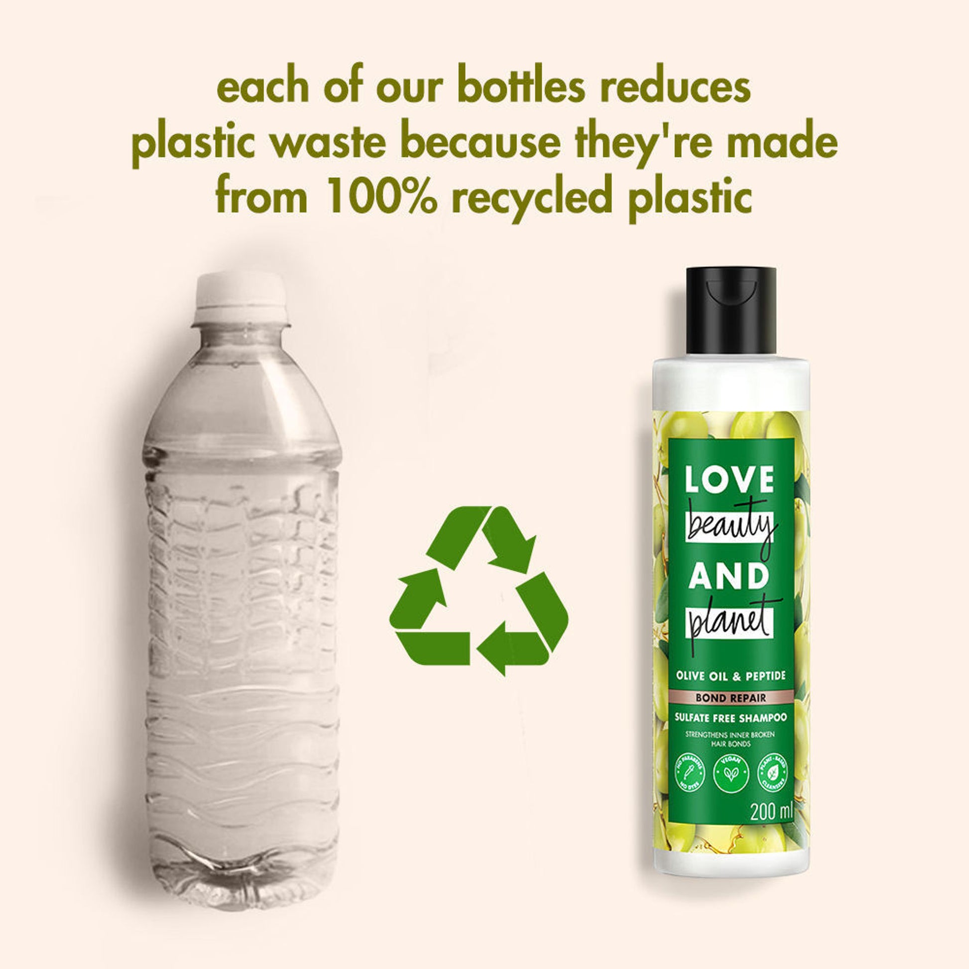 Love Beauty & Planet Bond Repair Shampoo With Olive Oil & Peptide For Damaged Hair