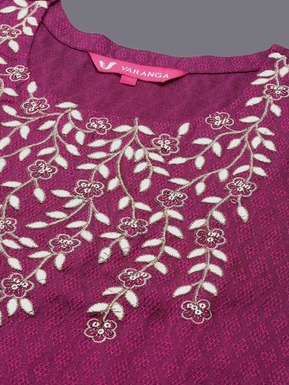 Indyancart VA Women'sFloral Zari Embroidered Gotta Patti Kurta & Trousers With Dupatta