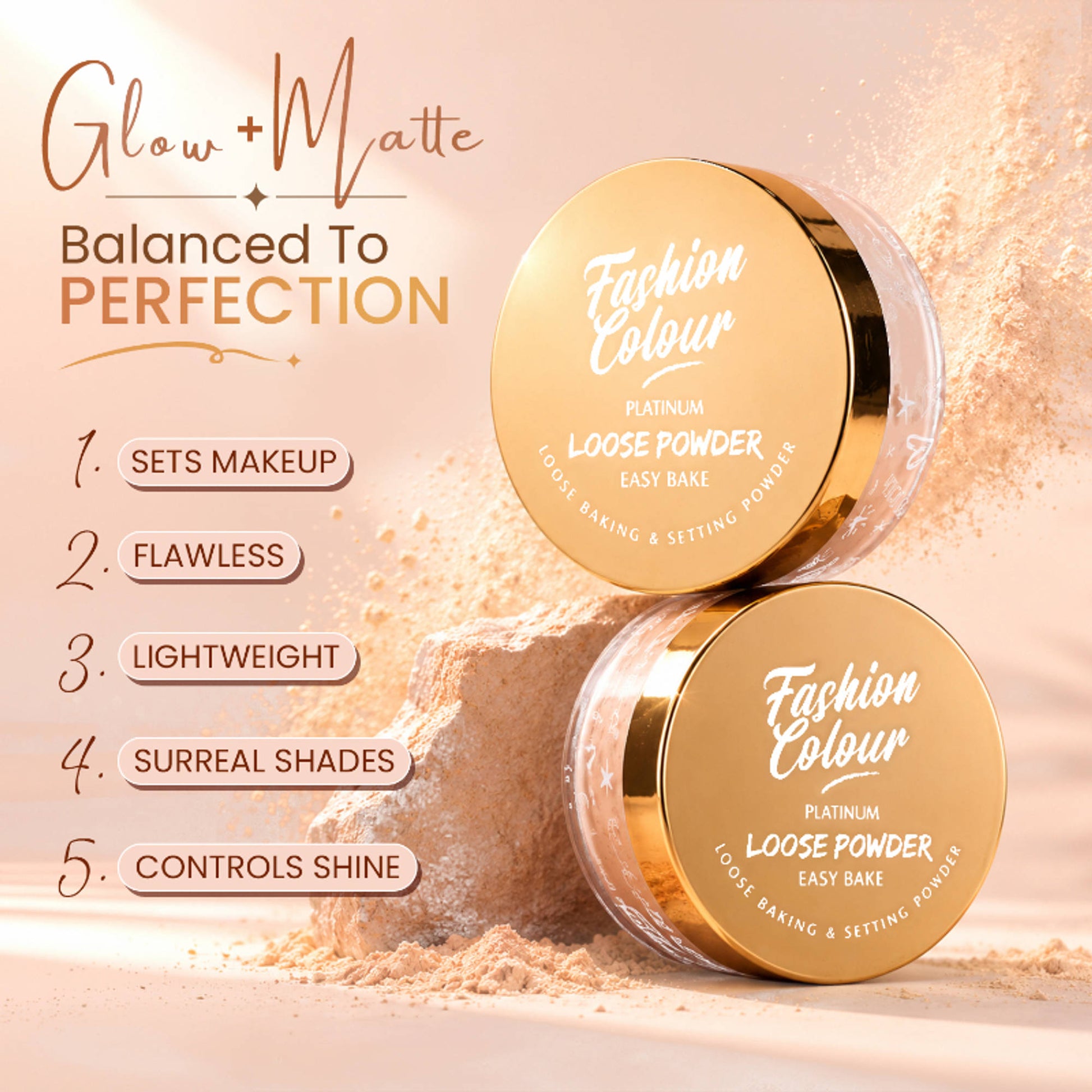 FASHION COLOUR HD Loose Powder For Setting & Mattifying Makeup - Transparent