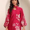 Dhiyona VA Women'sFloral Printed V-Neck Chanderi Silk A-line Kurta with Trousers