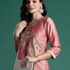 Dhiyona IE Floral Embroidered Thread Work Kurta with Trousers