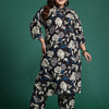 Dhiyona IE Plus Size Floral Printed Fusion Pure Cotton Kurta with Trousers