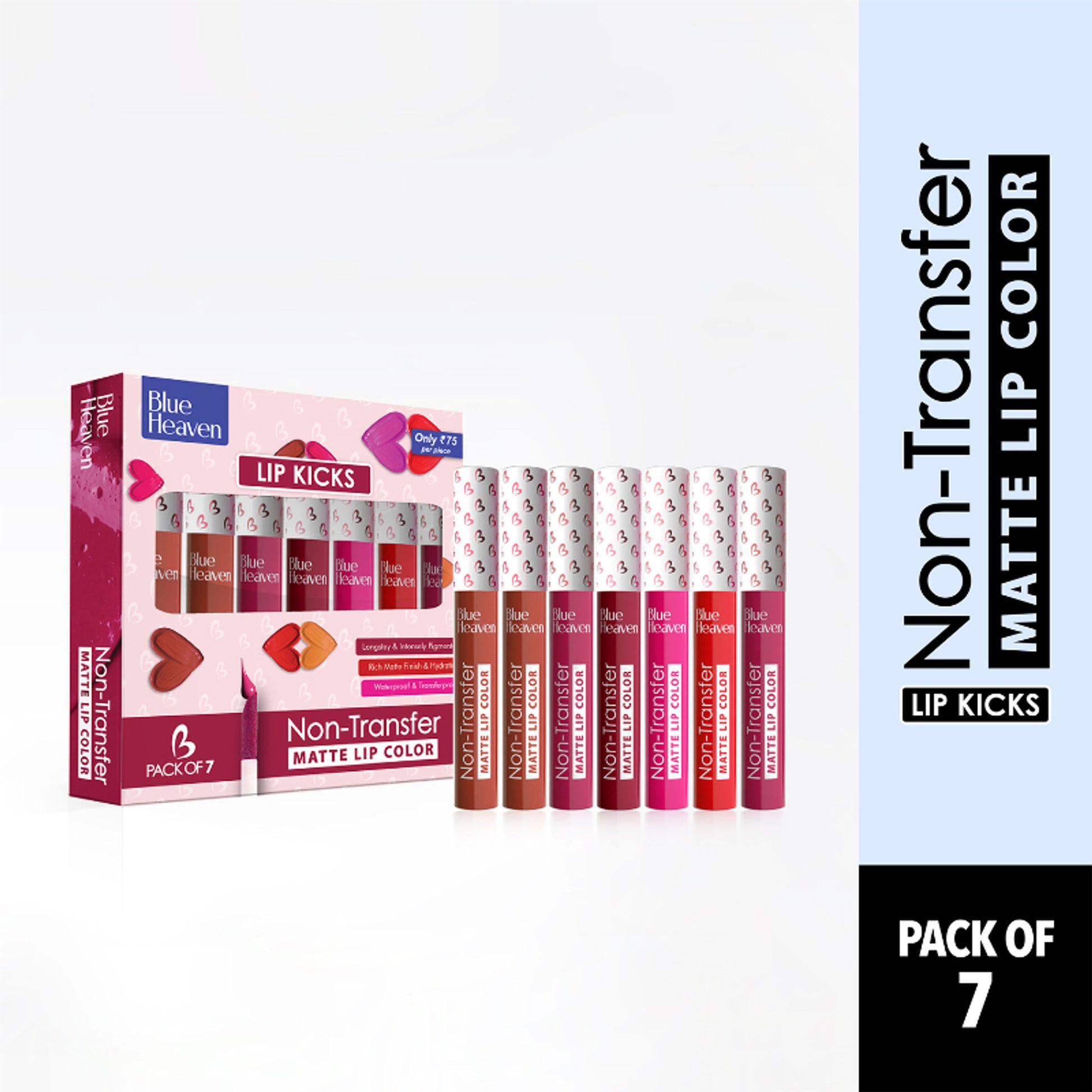 Blue Heaven Lip Kicks Non Transfer Lip Color - Pack Of 7