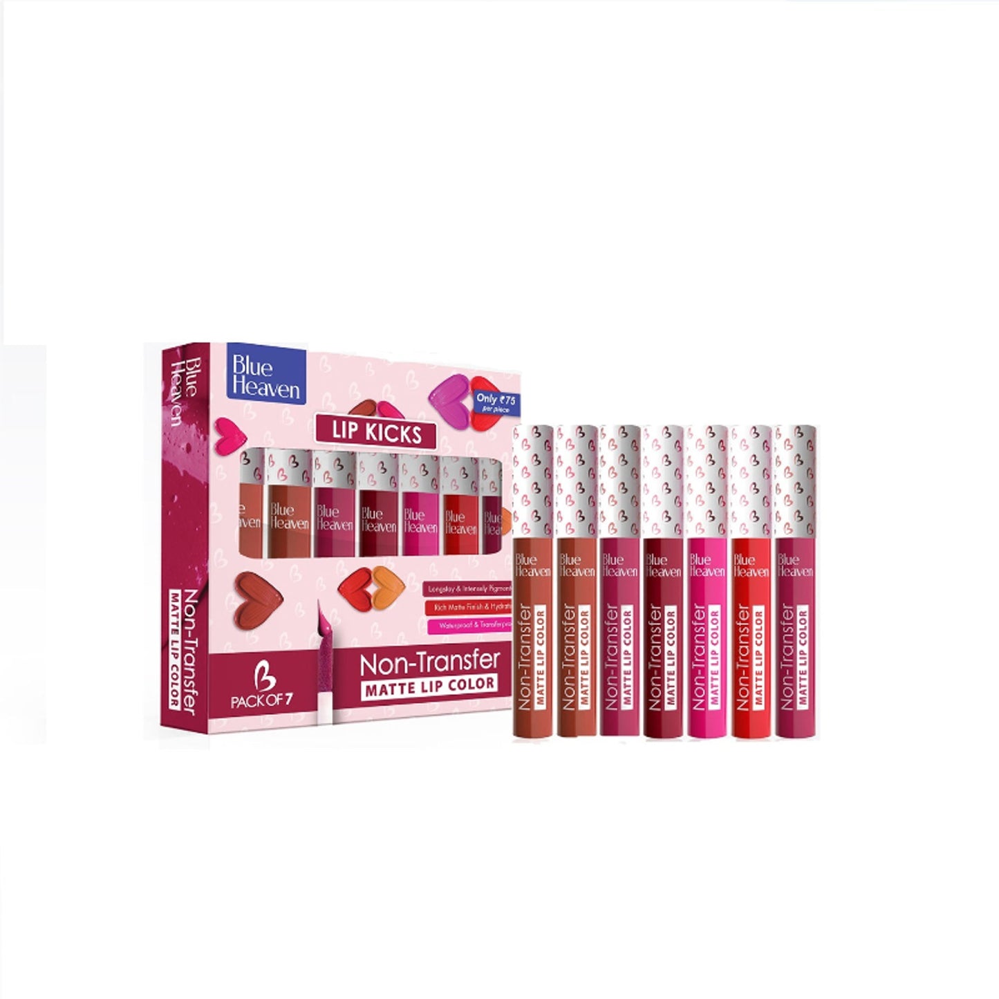 Blue Heaven Lip Kicks Non Transfer Lip Color - Pack Of 7