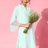 Dhiyona IE Blue Silk Blend Mandarin Collar Kurta Set