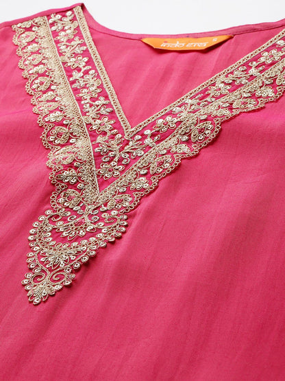 Ethnic Motifs Embroidered Regular Kurta with Trousers