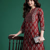 Dhiyona IE Ethnic Motifs Printed Pure Cotton Kurta with Trousers
