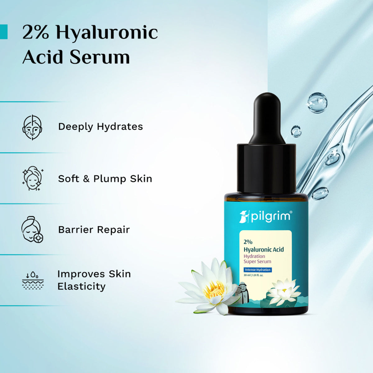 Pilgrim 2% Hyaluronic Acid Hydration Super Serum Promotes Cell Regeneration Brighten Skin Anti Aging