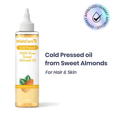 WishCare 100% Pure Cold Pressed Badam Rogan Sweet Almond Oil-Strengthens Hair-Adds Glow to Dry Skin