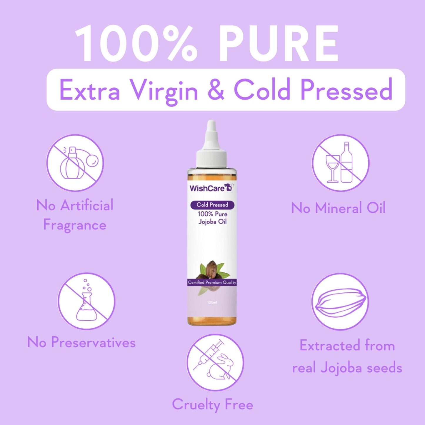 WishCare 100% Pure Cold Pressed Jojoba Oil For Hair & Skin-Strengthens Hair-Moisturizes Skin