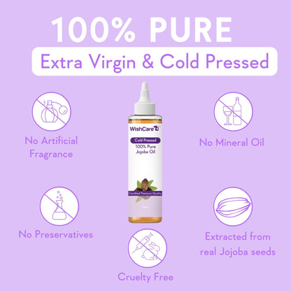 WishCare 100% Pure Cold Pressed Jojoba Oil For Hair & Skin-Strengthens Hair-Moisturizes Skin